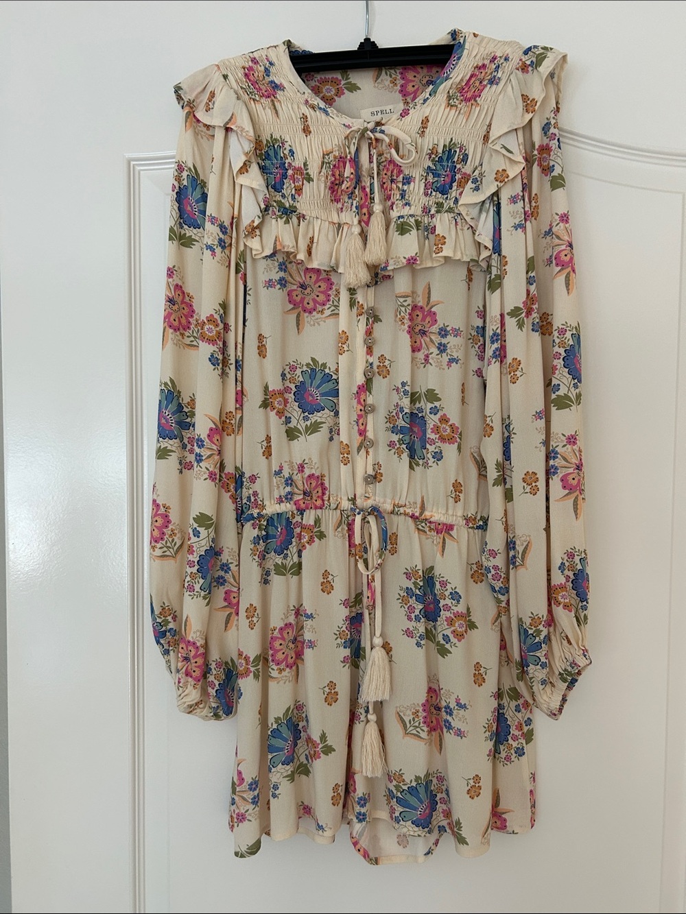 Spell Cream Floral Ruffle Romper